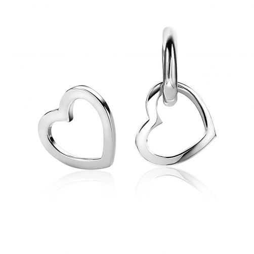 12mm ZINZI Sterling Silver Earrings Pendants Open Heart ZICH2197 (excl. hoop earrings)