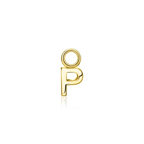 ZINZI Sterling Silver 14K Yellow Gold Plated Letter Ear Pendant P (per piece)