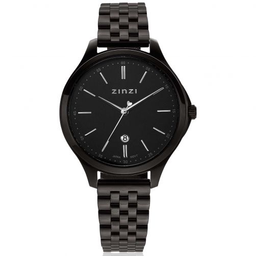 ZINZI Classy Watch 34mm Black Dial Black Stainless Steel Case and Strap with Date ZIW1037