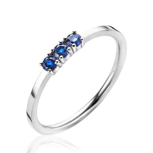 ZINZI Sterling Silver Stackable Ring Prong Setting Dark Blue ZIR2127B