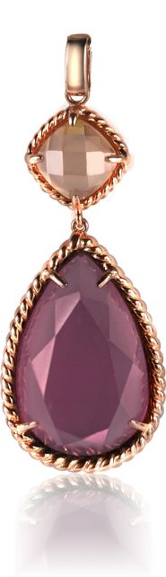 ZINZI Rose Gold Plated Sterling Silver Pendant Red Brown ZIH1161E