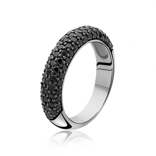 ZINZI zilveren ring zwart ZIR633