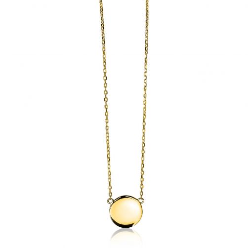 ZINZI Gold Plated Sterling Silver Necklace 43cm with Shiny Coin (15mm) to Engrave ZIC2345G
