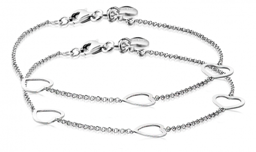 ZINZI Set of 2 Sterling Silver Bracelets Heart 17-20cm ZIA1188-SET