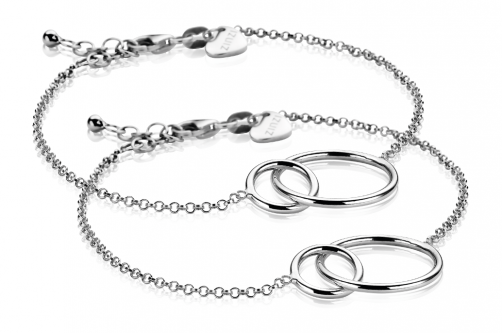Zinzi Set 2 Sterling Silver Bracelets Circles