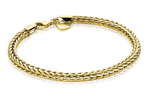 ZINZI Gold Plated Sterling Silver Chain Bracelet Foxtail width 4mm ZIA1925G