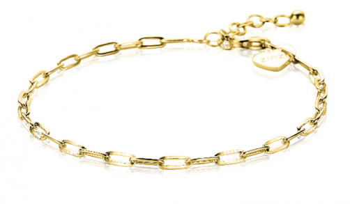 ZINZI Sterling Silver Bracelet 14K Yellow Gold Plated Paperclip Chain