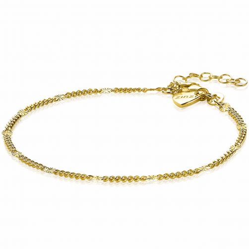ZINZI Gold Plated Sterling Silver Curb Chain Fantasy Bracelet width 2,7mm 17-20cm ZIA2157G