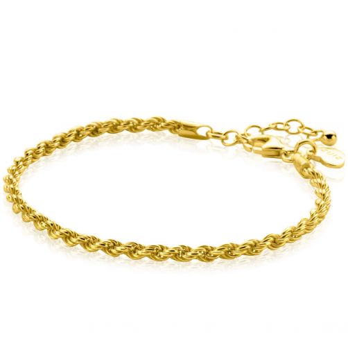 ZINZI Gold Plated Sterling Silver Rope Chain Bracelet width 2,6mm ZIA2386G