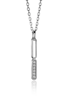 ZINZI Sterling Silver Necklace with Trendy Oval Pendant and White Zirconias 42-45cm ZIC2270