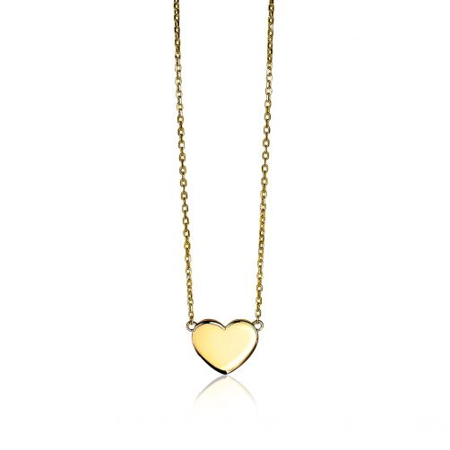 ZINZI Gold Plated Sterling Silver Necklace with Shiny Heart (10mm) to Engrave 43cm ZIC2346G