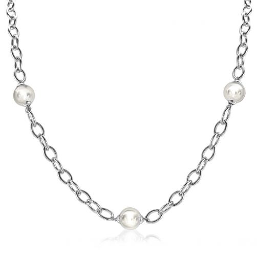 ZINZI Sterling Silver Chain Necklace White Swarovski Pearls 45cm ZIC280