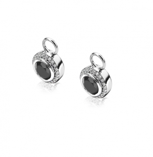 ZINZI Sterling Silver Earrings Pendants Round Black ZICH1244Z (excl. hoop earrings)