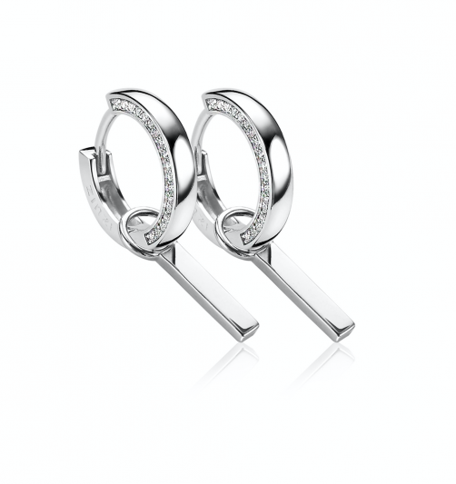 ZINZI Sterling Silver Earrings Pendants Bar Shiny ZICH1440 (excl. hoop earrings)