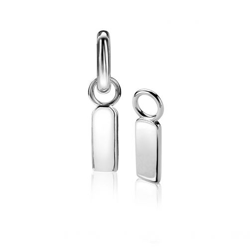 13mm ZINZI Sterling Silver Earrings Pendants Rectangular Small Plate ZICH2344 (excl. hoop earrings)
