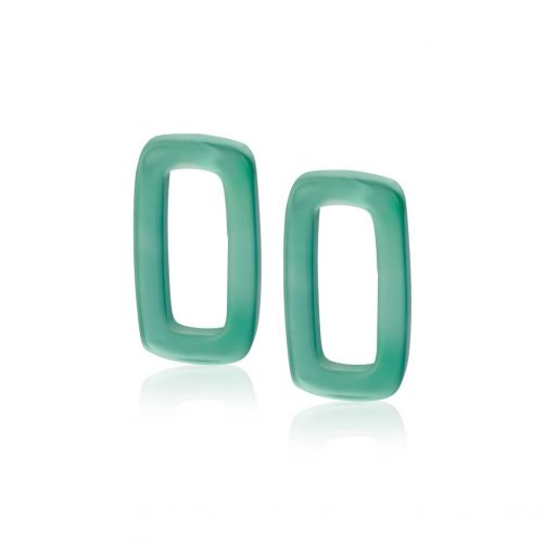 16mm ZINZI Earrings Pendants Rectangle in Green Agate ZICH2226 (excl. hoop earrings)