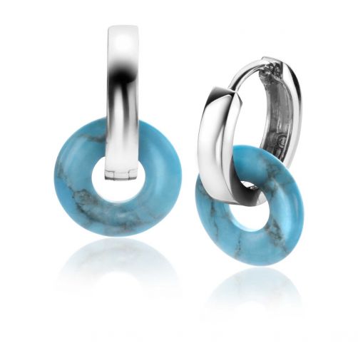 12mm ZINZI Earrings Pendants Round in Turquoise Howlite ZICH2274T (excl. hoop earrings)