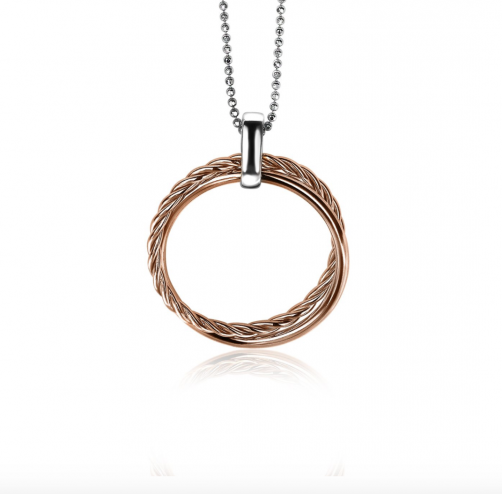 ZINZI zilveren hanger rosé verguld ronde vormen 35mm ZIH1283R