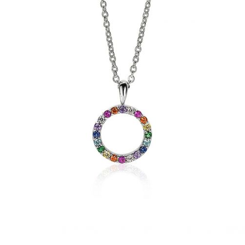12mm ZINZI Sterling Silver Pendant Rainbow Color Stones ZIH2170Z (excl. necklace)