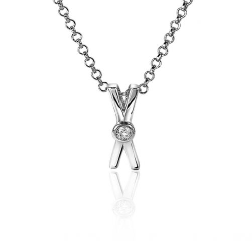 ZINZI Sterling Silver Pendant X-Shape White Zirconia ZIH2194 (excl. necklace)