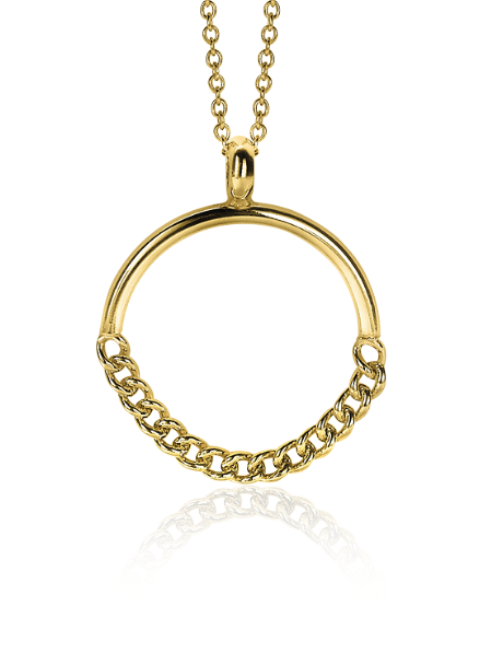 ZINZI Sterling Silver Pendant 14K Yellow Gold Plated 24mm Curb Chains