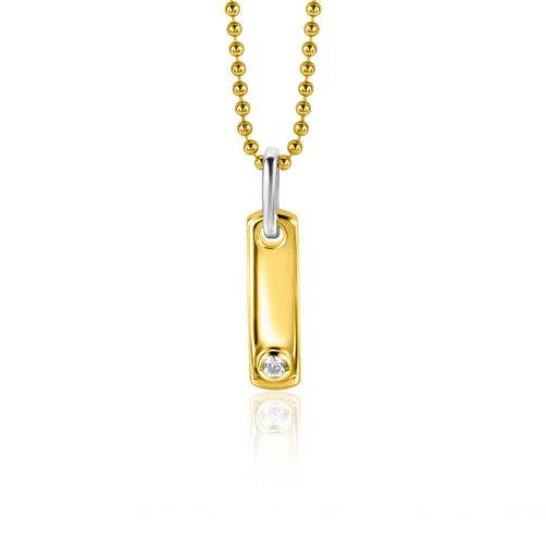 20mm ZINZI Gold Plated Sterling Silver Pendant Bar White Zirconia ZIH2298 (excl. necklace)