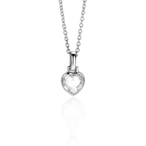15mm ZINZI Sterling Silver Heart Pendant White Zirconia ZIH2303 (excl. necklace)
