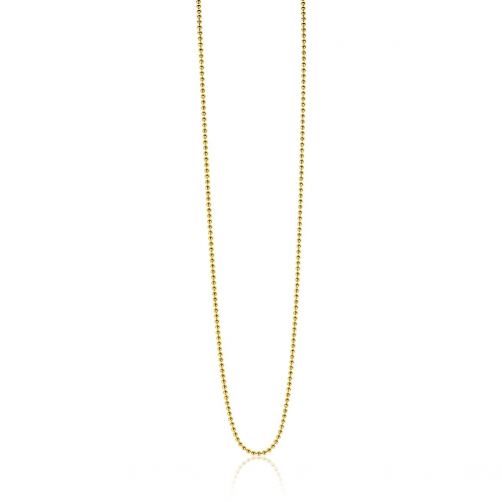 90cm ZINZI zilveren bolletjes ketting gold plated. 0,9mm breed. ZILC-B90G