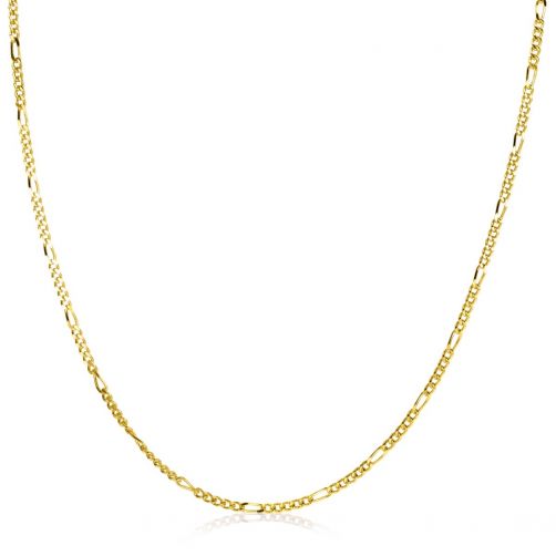42cm ZINZI Gold Plated Sterling Silver Figaro Necklace ZILC-F42G