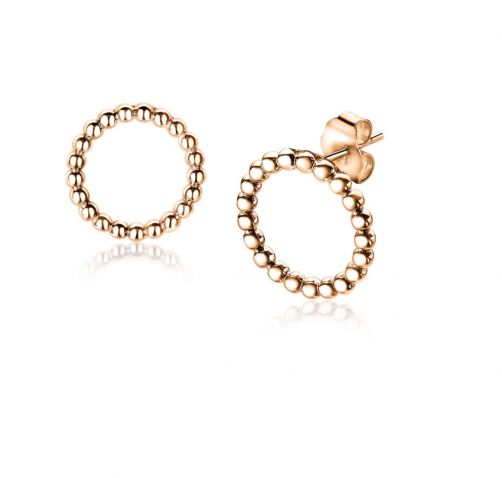 ZINZI zilveren oorknoppen rosé verguld rond open 14mm parelrand ZIO1576R