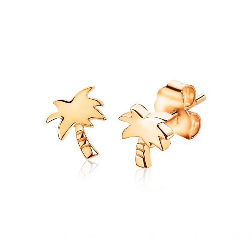 8mm ZINZI Rose Gold Plated Sterling Silver Stud Earrings Palm Tree ZIO1679R