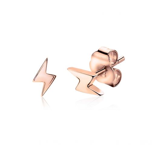 8mm ZINZI Rose Gold Plated Sterling Silver Stud Earrings Bolt of Lightning ZIO1681R