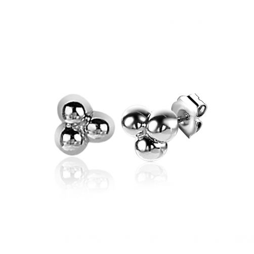 4mm ZINZI Sterling Silver Stud Earrings 3 Beads ZIO2169