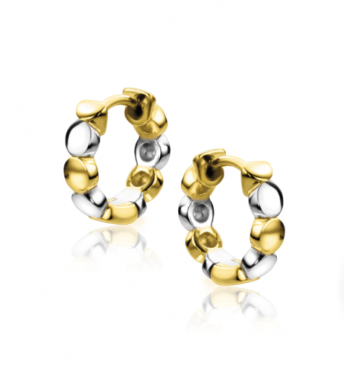 13,5mm ZINZI Gold Plated Bicolor Hoop Earrings Round width 2,5mm ZIO2273