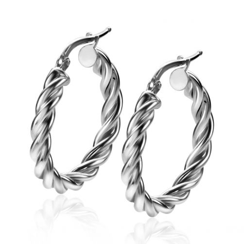 26mm ZINZI Sterling Silver Hoop Earrings with Twisted Tube width 4mm ZIO2281