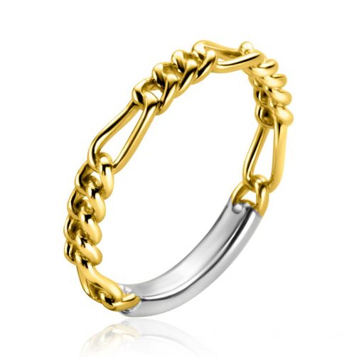 ZINZI Gold Plated Sterling Silver Ring with Figaro Chain 3mm ZIR2291G