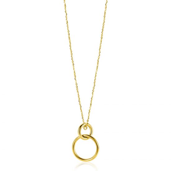 ZINZI 14K Gold Anchor Necklace 2 Intertwined Open Circles 42-45cm ZGC446