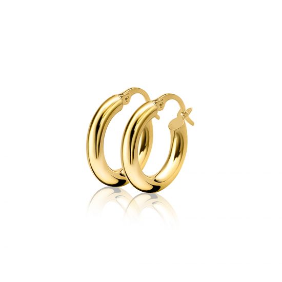 ZINZI 14K Gold Hoop Earrings Round Tube 15 x 3mm ZGO130