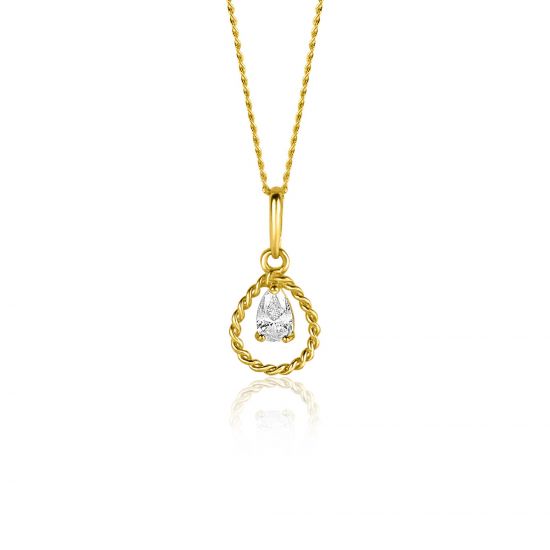 16mm ZINZI 14K Gold Pendant Drop White Zirconia ZGH478 (excl. necklace)
