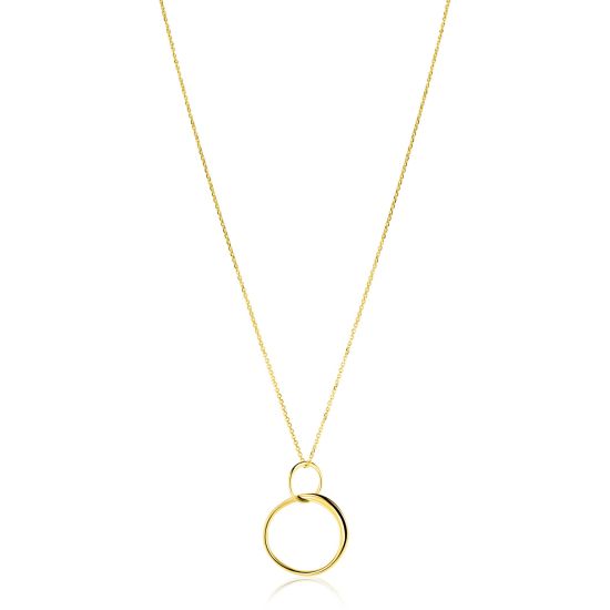 ZINZI GOLD collier met verbonden 2 rondjes hanger