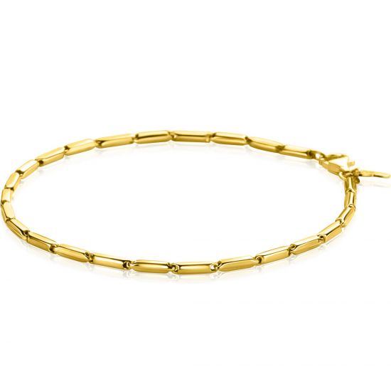 ZINZI 14K Gold Bracelet Rectangular Bars Square Tubes 2mm width 18cm ZGA452