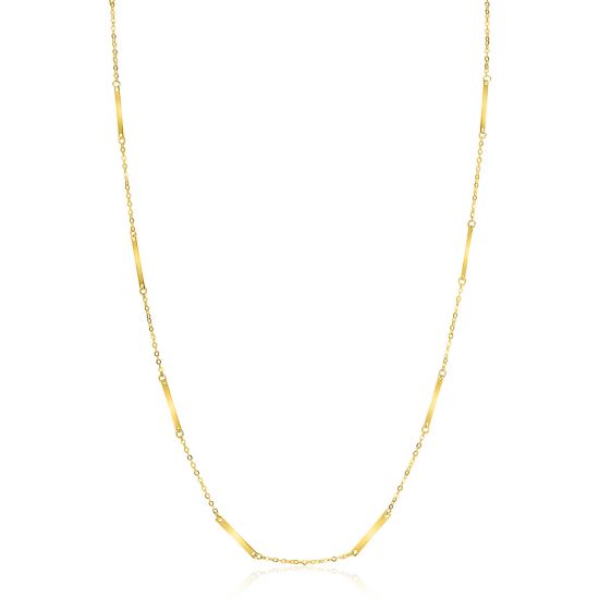 ZINZI Gold 14 karat gold fine link chain necklace with 13 long smooth plates 45cm ZGC490
