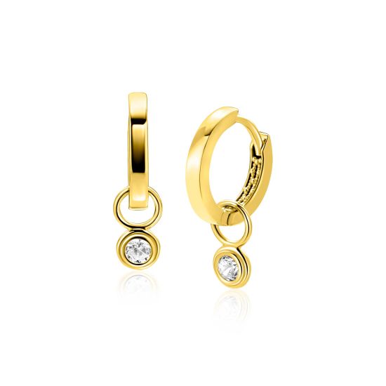 ZINZI GOLD oorbedels zirc.rond in bewerkt kastje