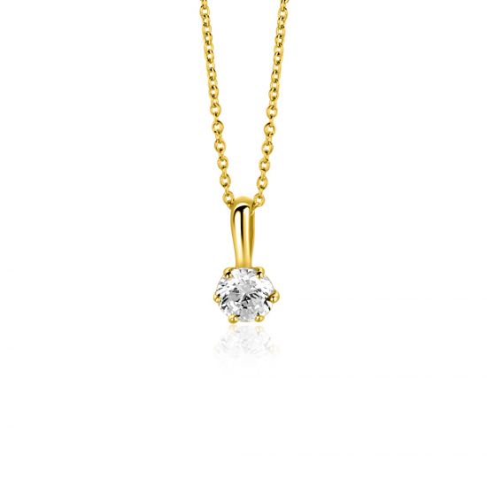 ZINZI GOLD hanger solitair zirconia 4.5mm