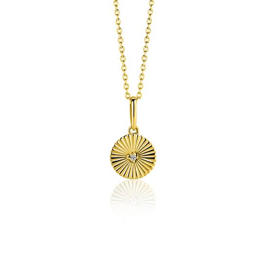 ZINZI GOLD hanger rond gediamanteerd en zirc. 8mm