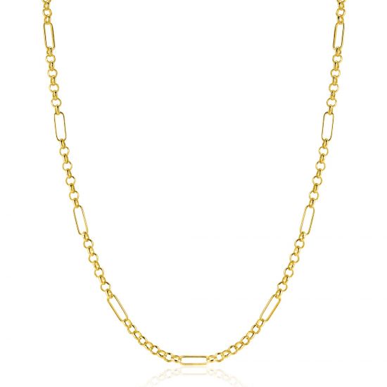 ZINZI Gold 14 karat solid gold necklace with paperclip links combined with curb links 41-43cm ZGC495
