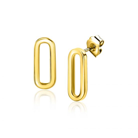 14mm ZINZI 14K Gold Stud Earrings Trendy Paperclip Chain ZGO359