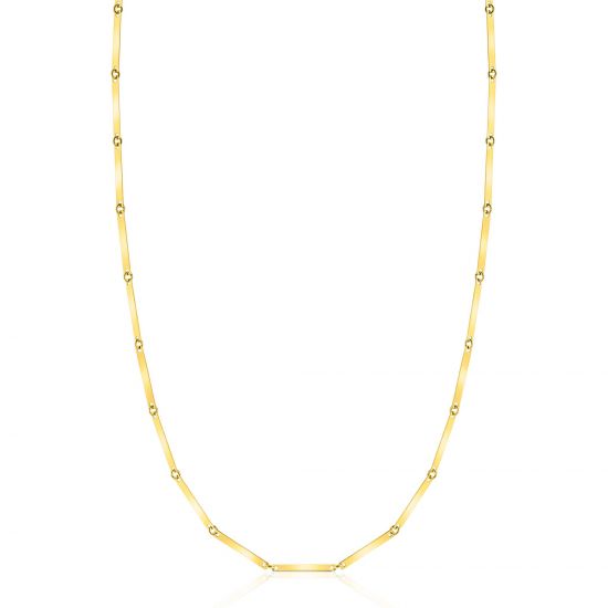 ZINZI Gold 14 karat gold solid chain necklace with elongated shiny bars 1.6mm wide 45cm ZGC491
