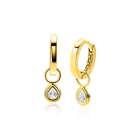ZINZI GOLD oorbedels peervormig met zirconia