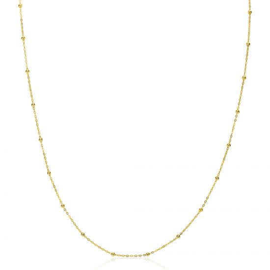 ZINZI Gold 14 karat gold link chain necklace with beads 1.5mm wide, length 40-45cm ZGC489

